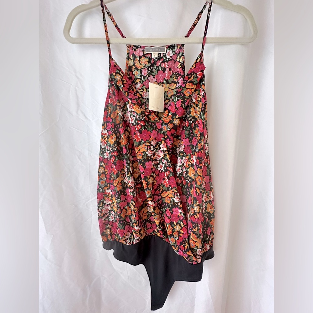 NWT Pink & Orange Floral V-Neck Bodysuit